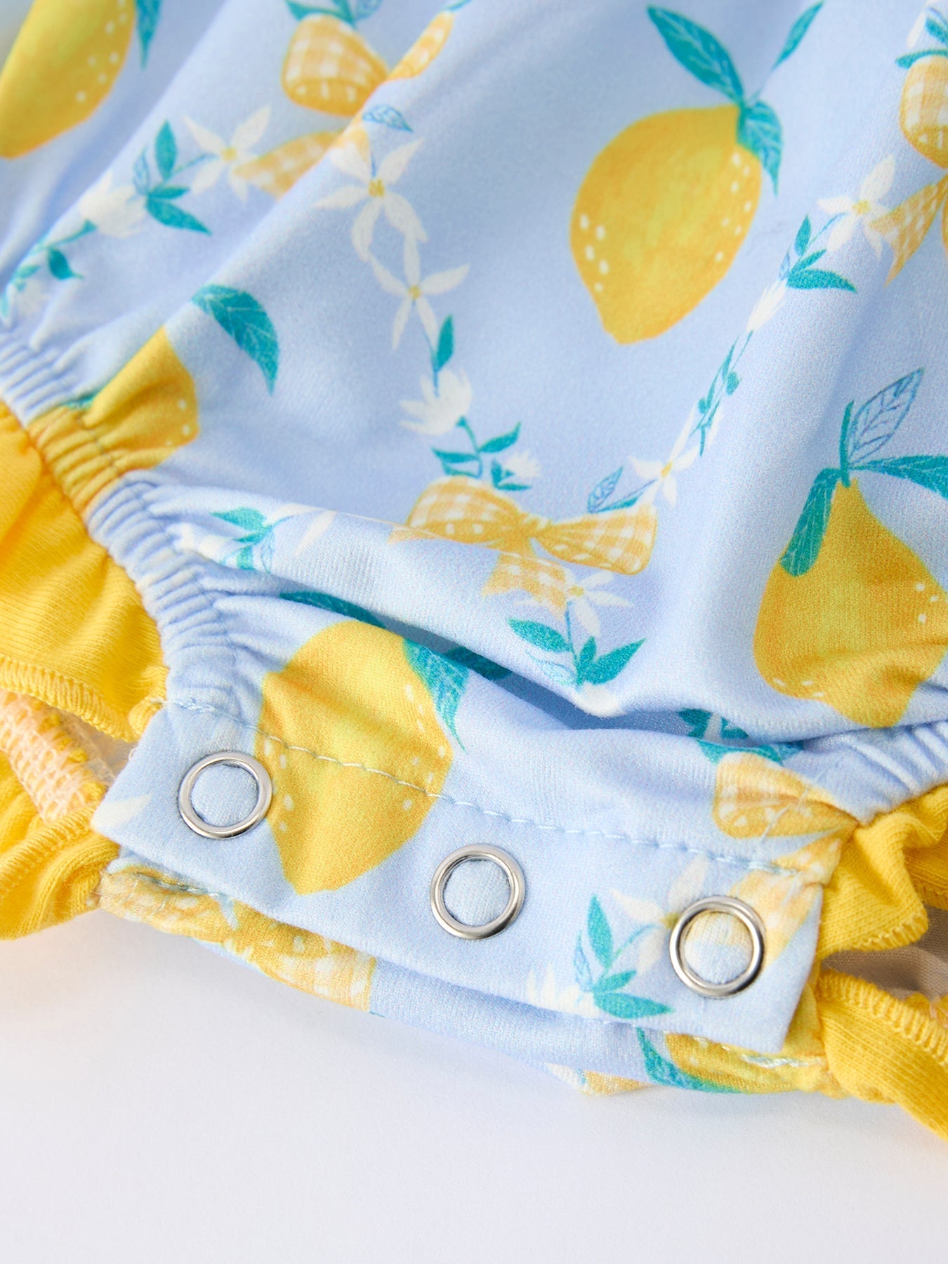 Summer Lemon Floral Print Girl Sleeveless Ruffle Romper