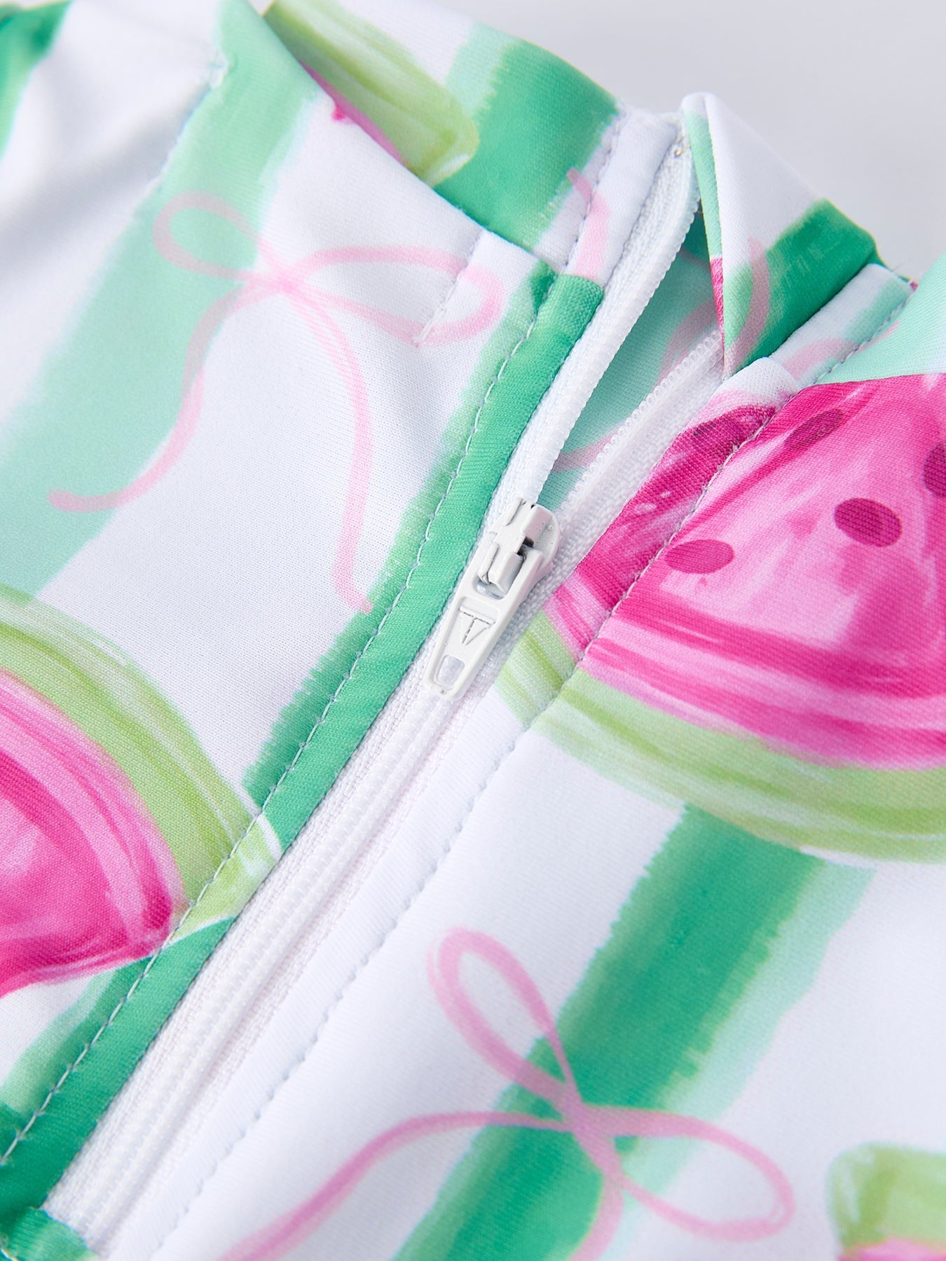 Summer Watermelon Print Girl Long Sleeve Ruffle One Piece Swimsuit