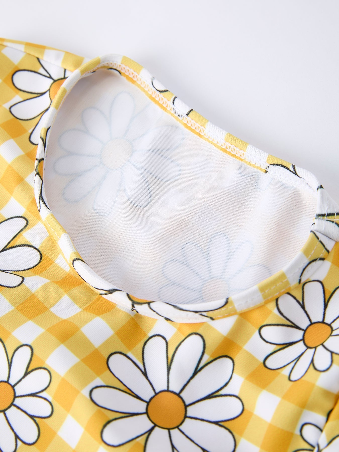 Summer Daisy Plaid Girls Two Piece Swim Set