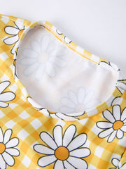Summer Daisy Plaid Girls Two Piece Swim Set