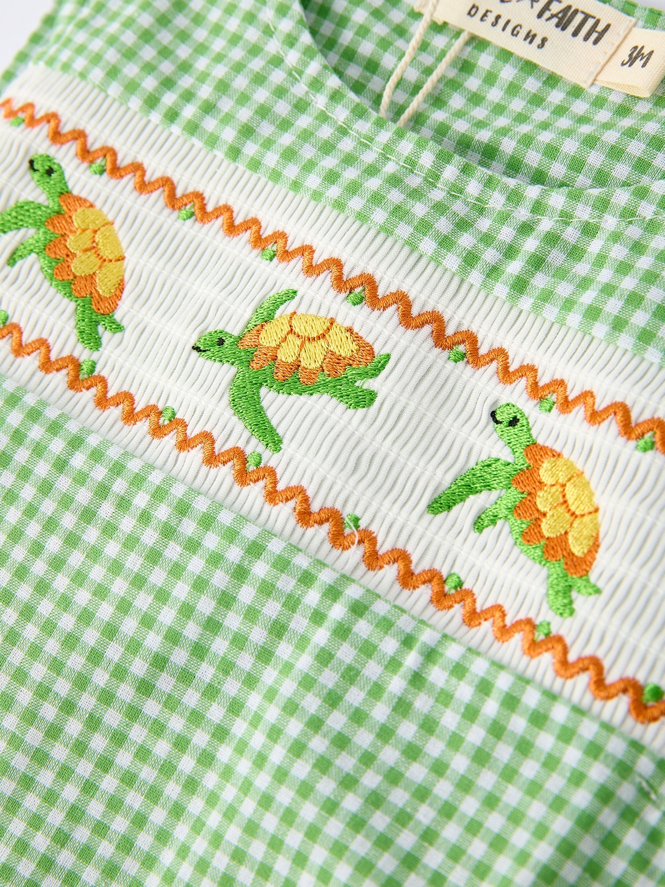 Spring Turtle Smocked Baby Boy Romper