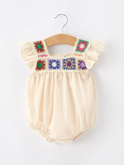 Summer Crochet Square Baby Ruffle Romper