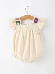 Summer Crochet Square Baby Ruffle Romper
