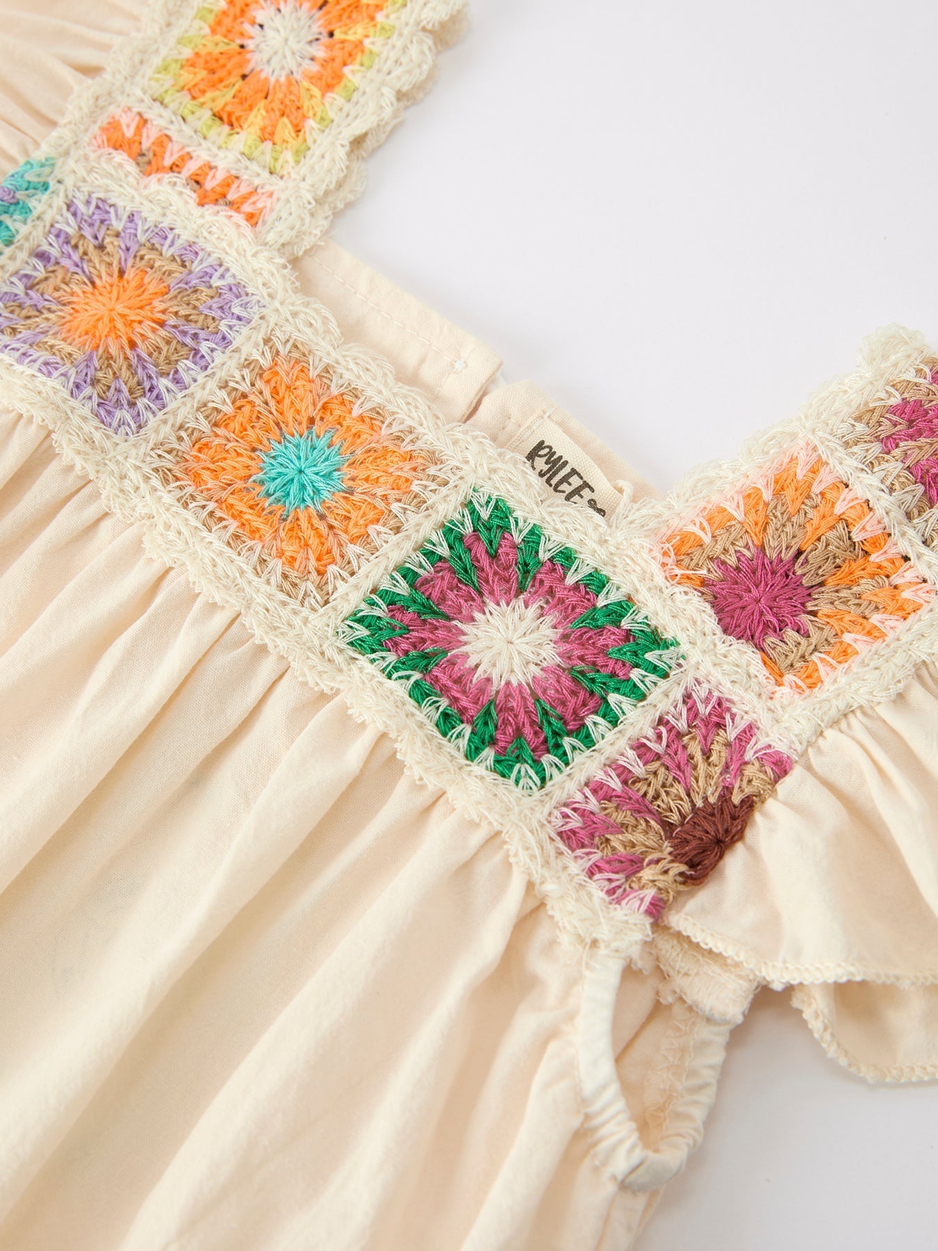 Summer Crochet Square Baby Ruffle Romper