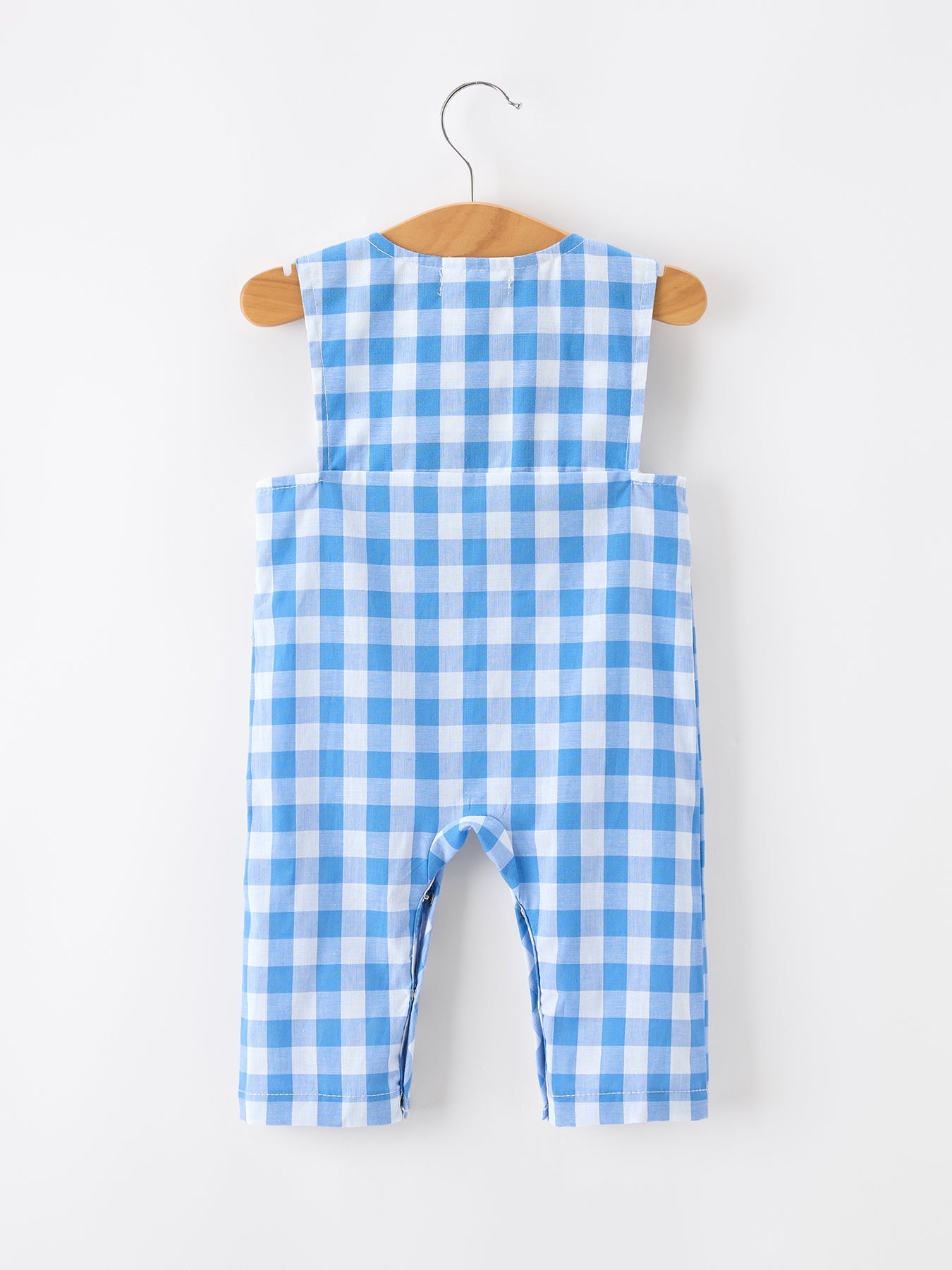 Summer Plaid Whale Embroidery Boys Jonjon Sleeveless