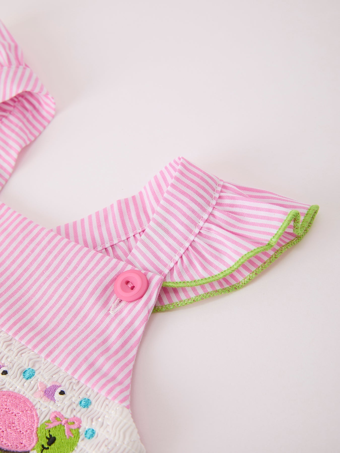 Turtle Girls Dress Pink Stripe Ruffle Strap