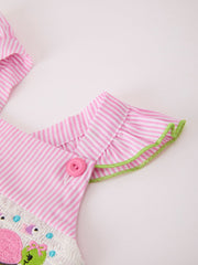 Turtle Girls Dress Pink Stripe Ruffle Strap