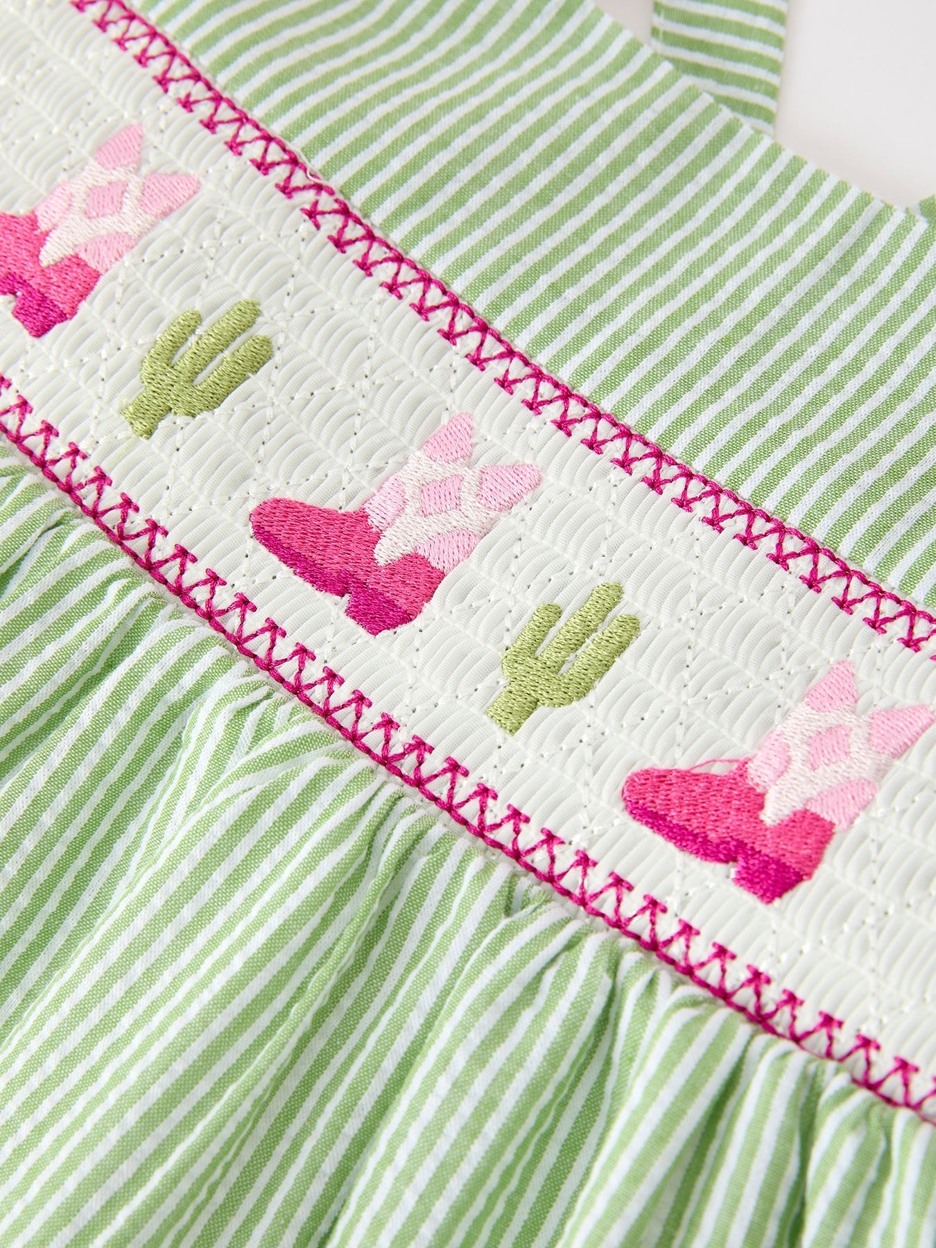 Western Boots Cactus Girls Dress Stripe