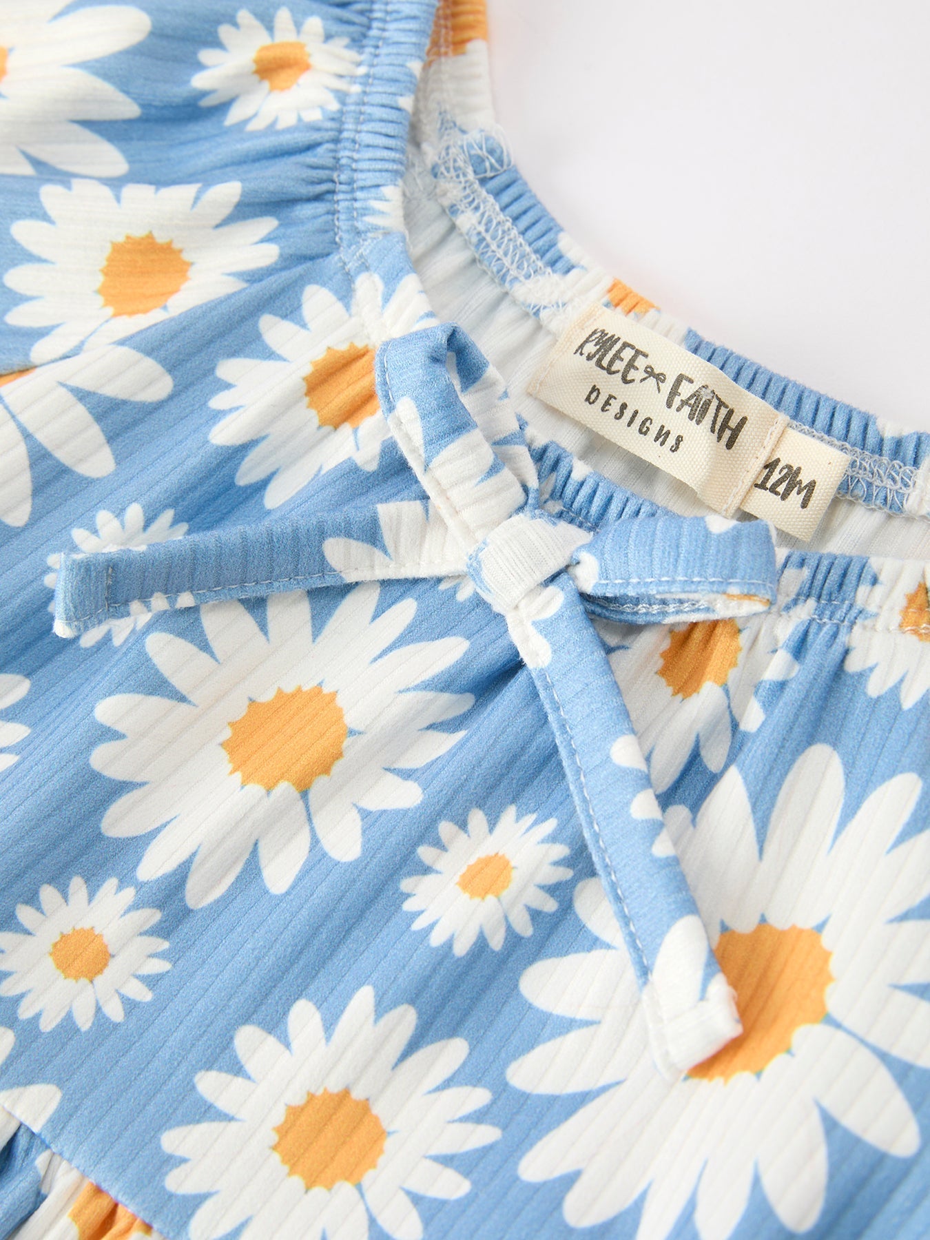 Summer Daisy Print Girls Romper Bow Ruffle