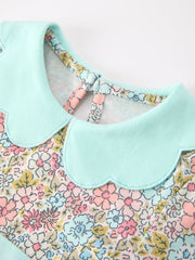 Mint Floral Girl Dress Petals Collar