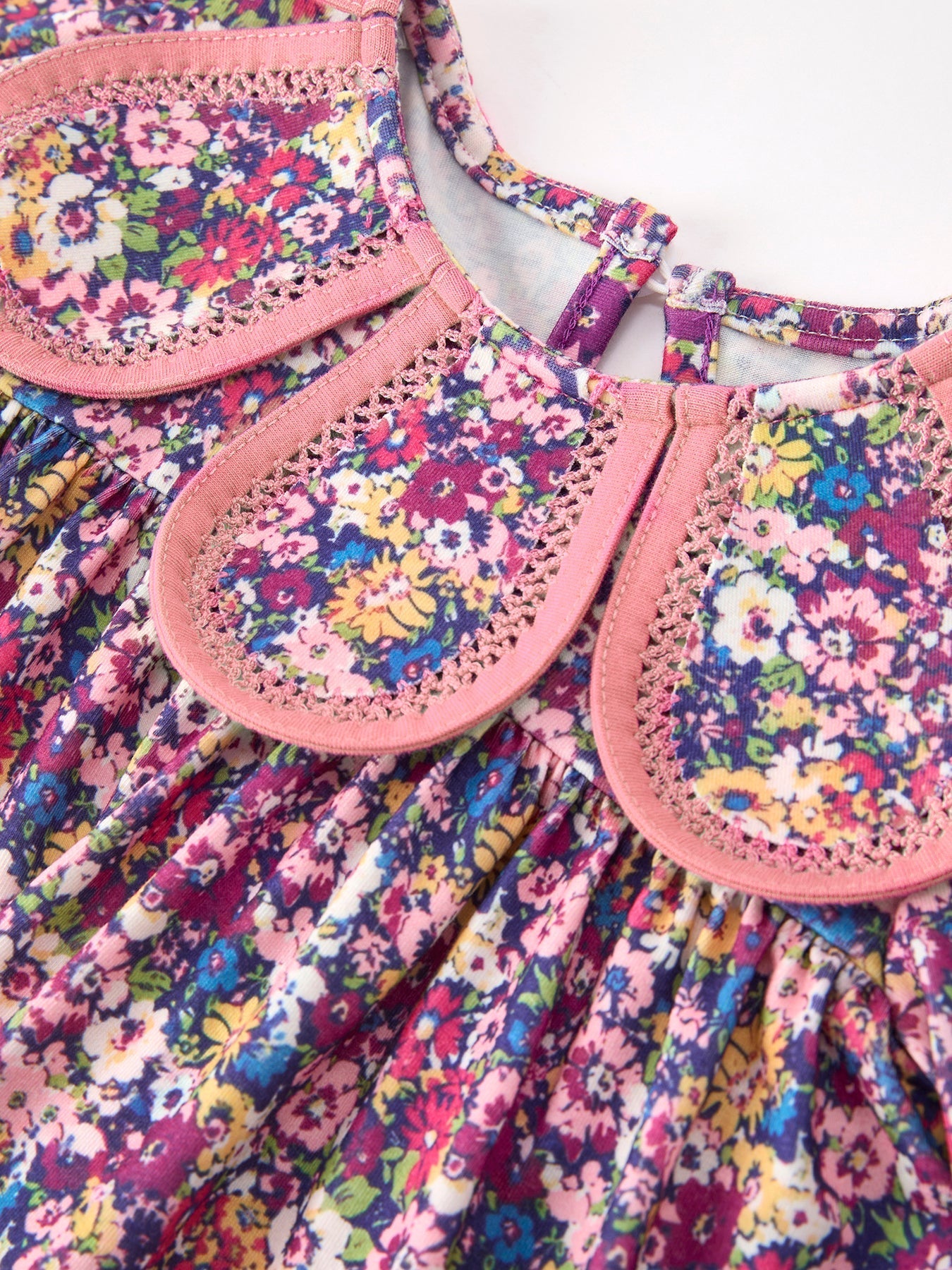 Pink Floral Petals Collar Girl Bloomer Set