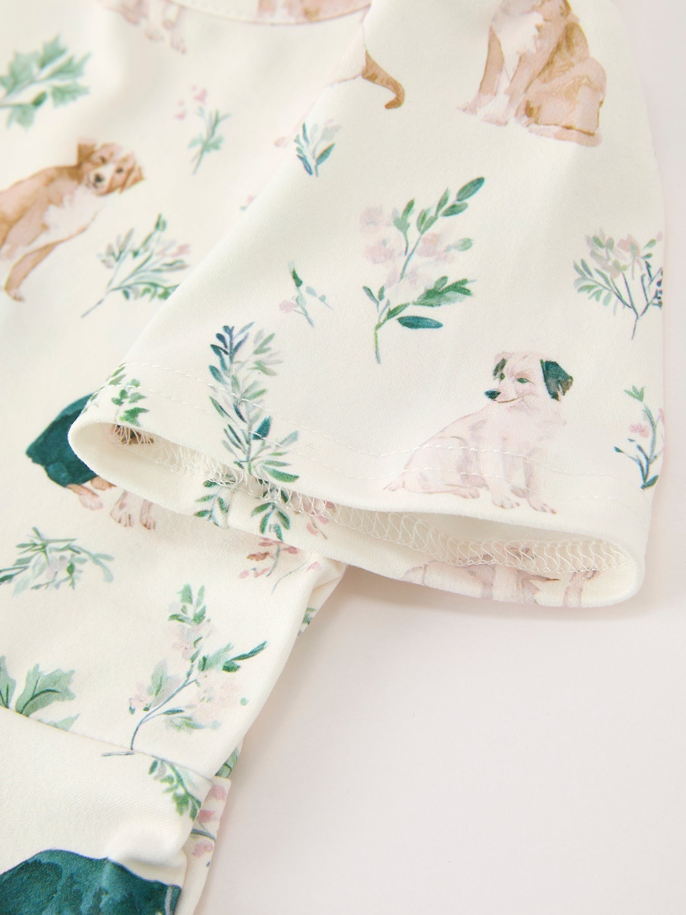 Neutral Puppy Floral Twirl Girls Dress