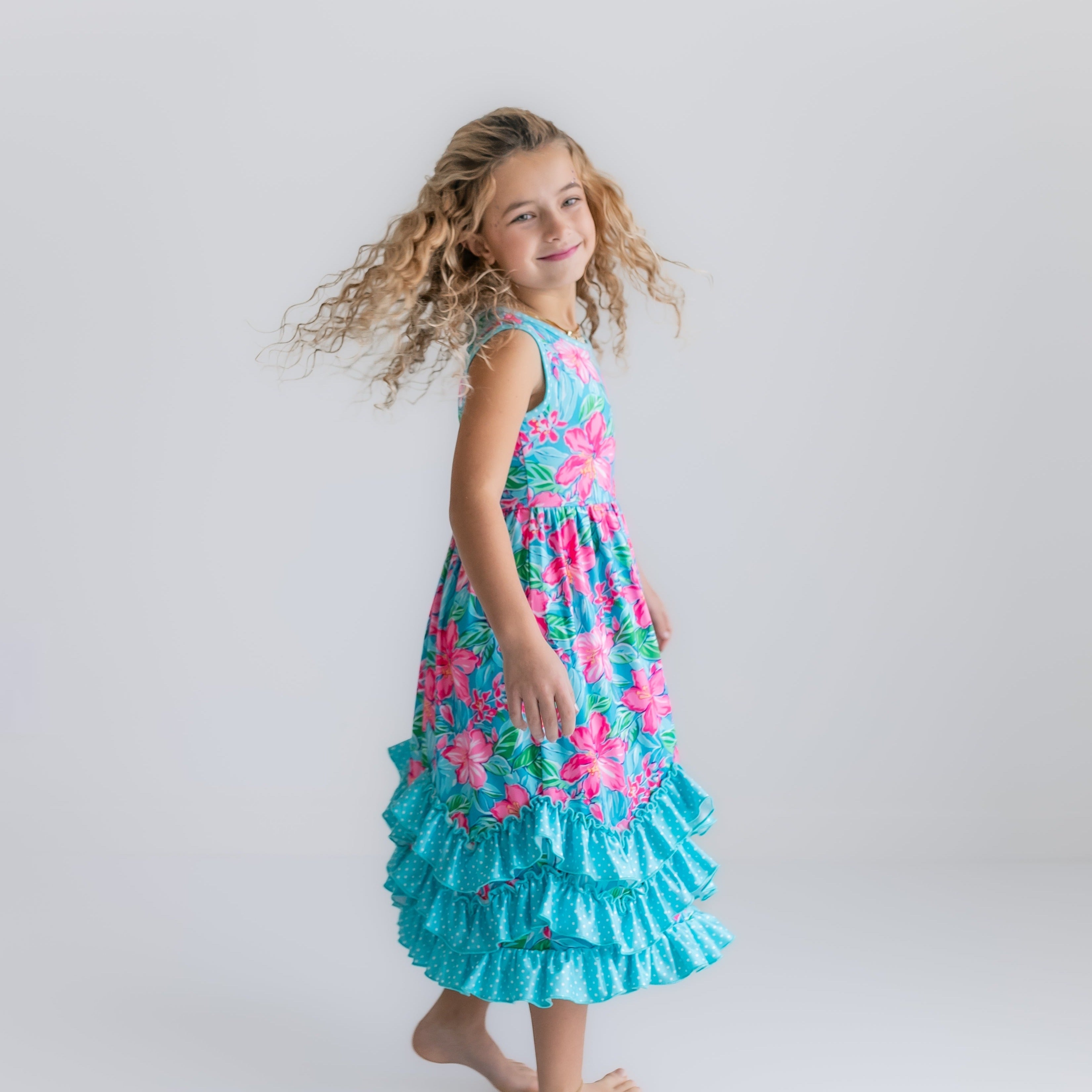 Tropical 3 Ruffle Dress