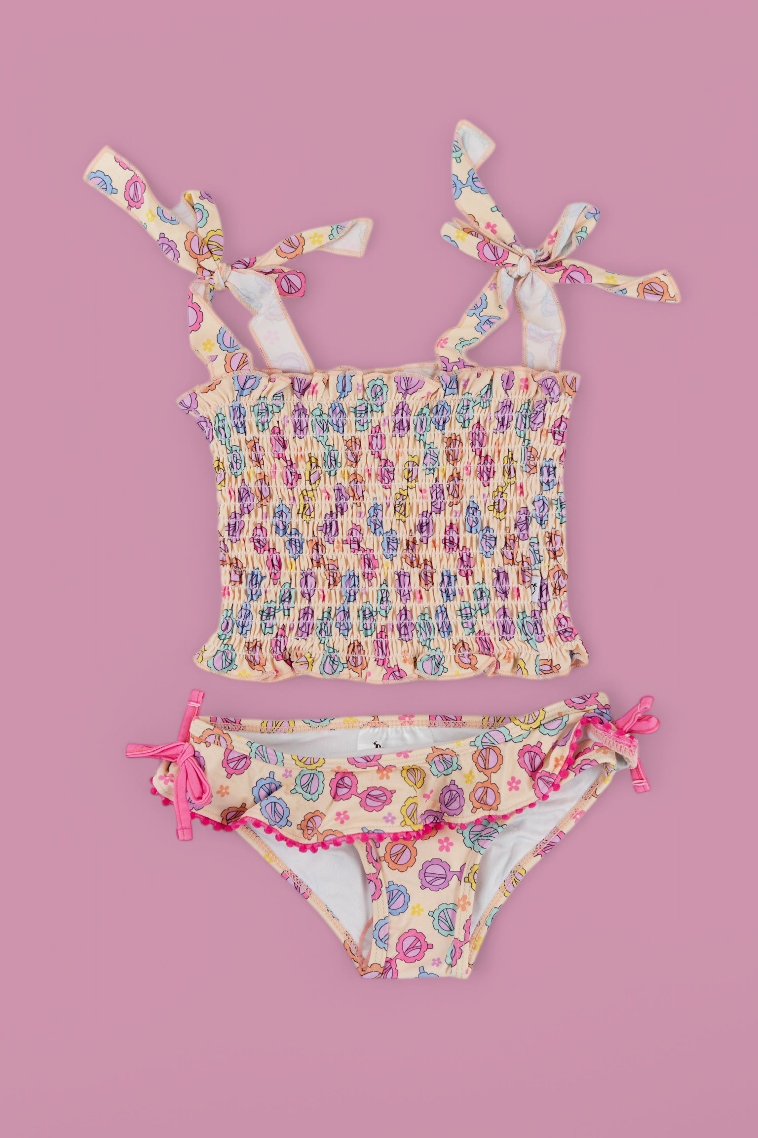RAY OF SUNSHINE DREAM SMOCKED TANKINI TWO PIECE SWIM SUIT