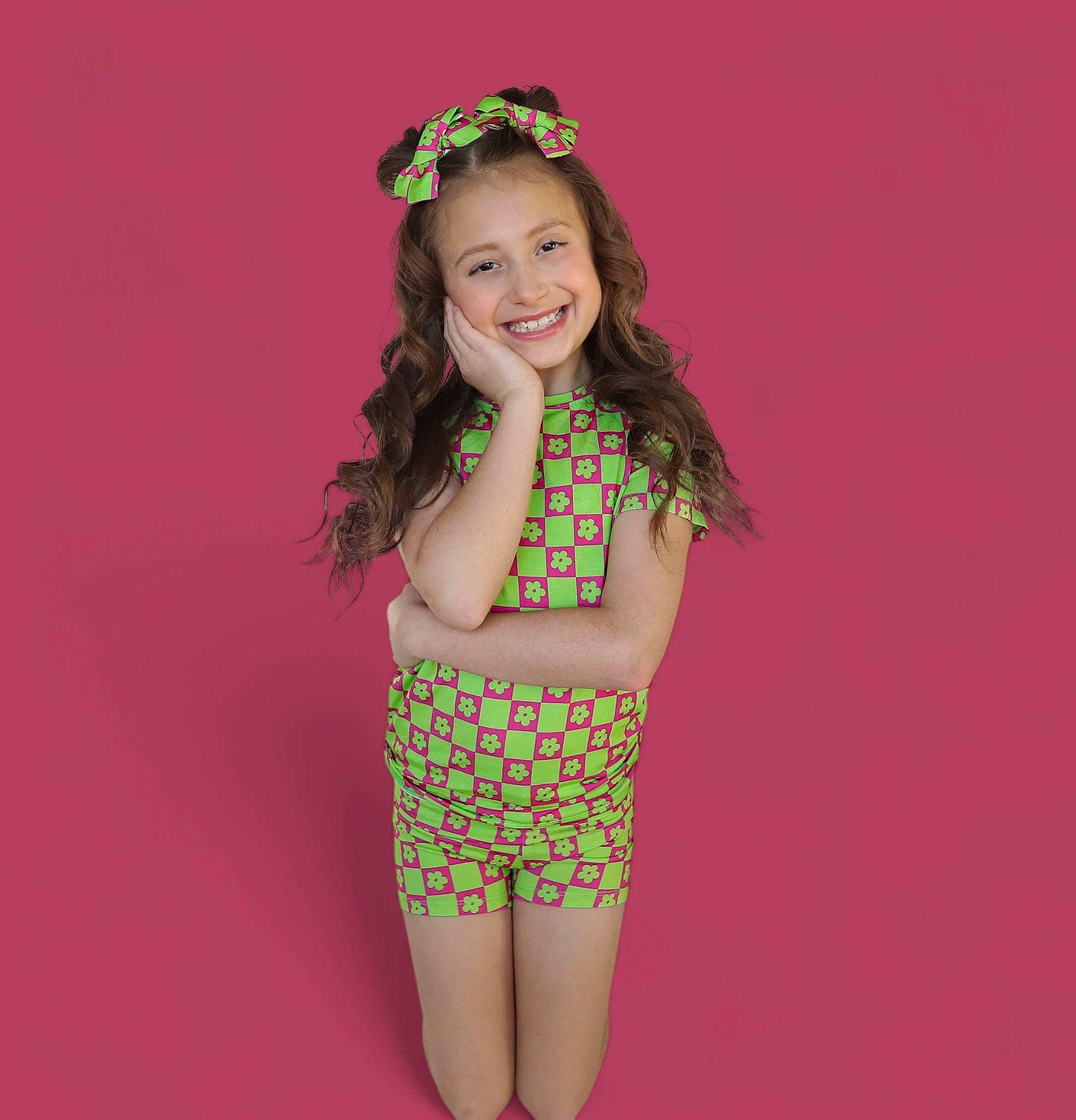 WILD DAISY CHECKERS DREAM SHORT SET