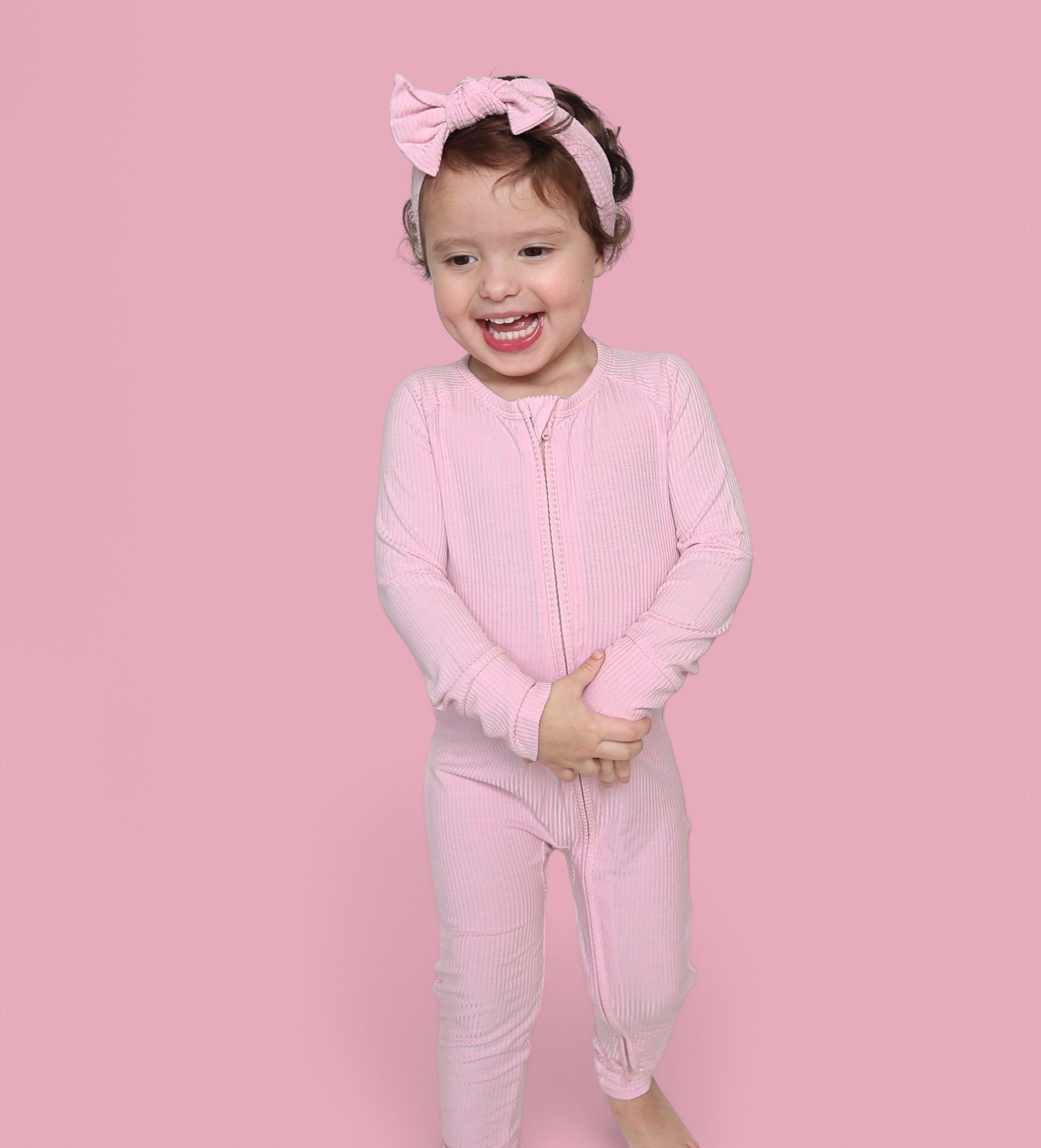 PINK ROSE RIB DREAM ROMPER