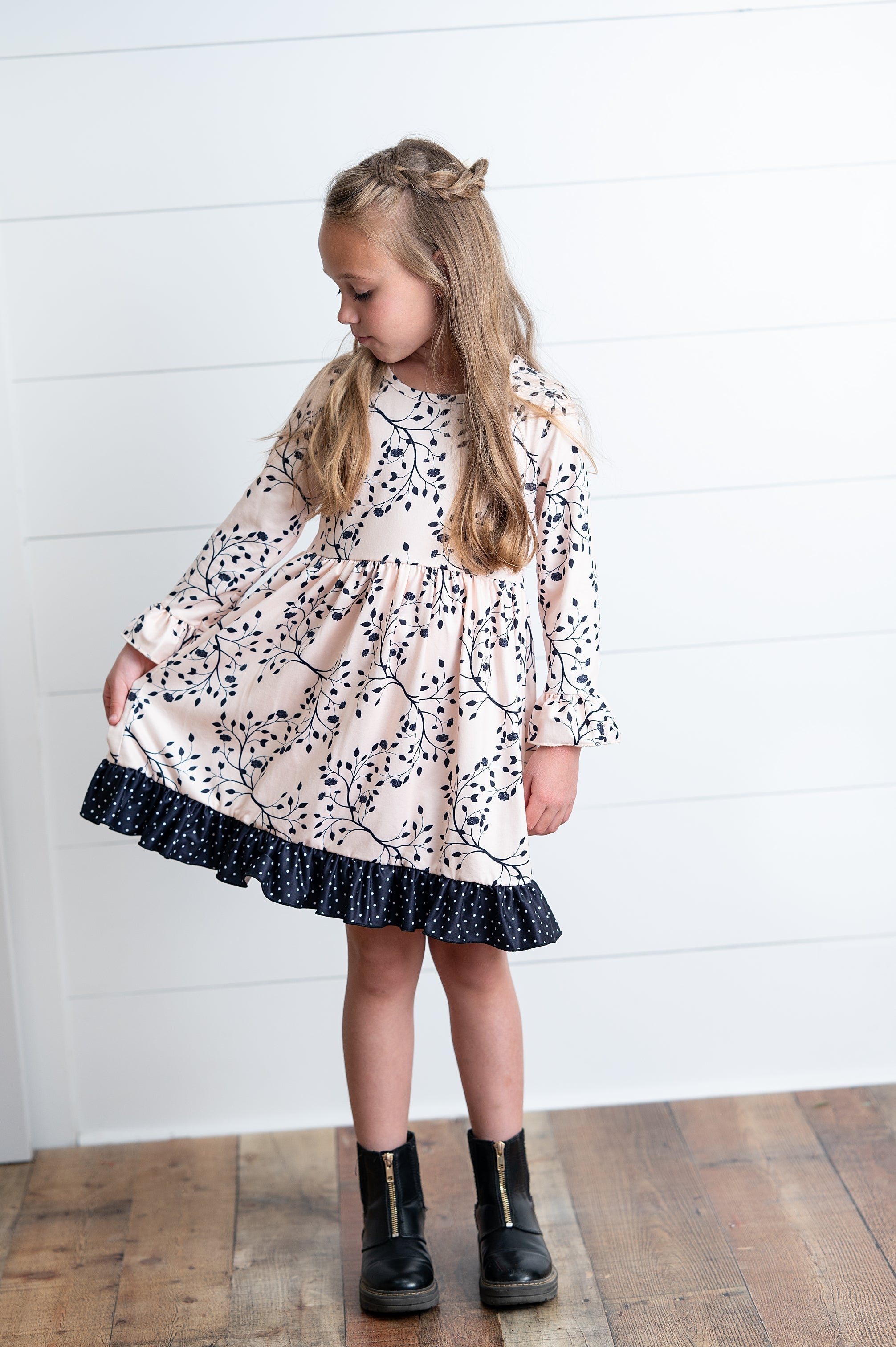 Claire Beige Leaf Dress