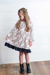 Claire Beige Leaf Dress