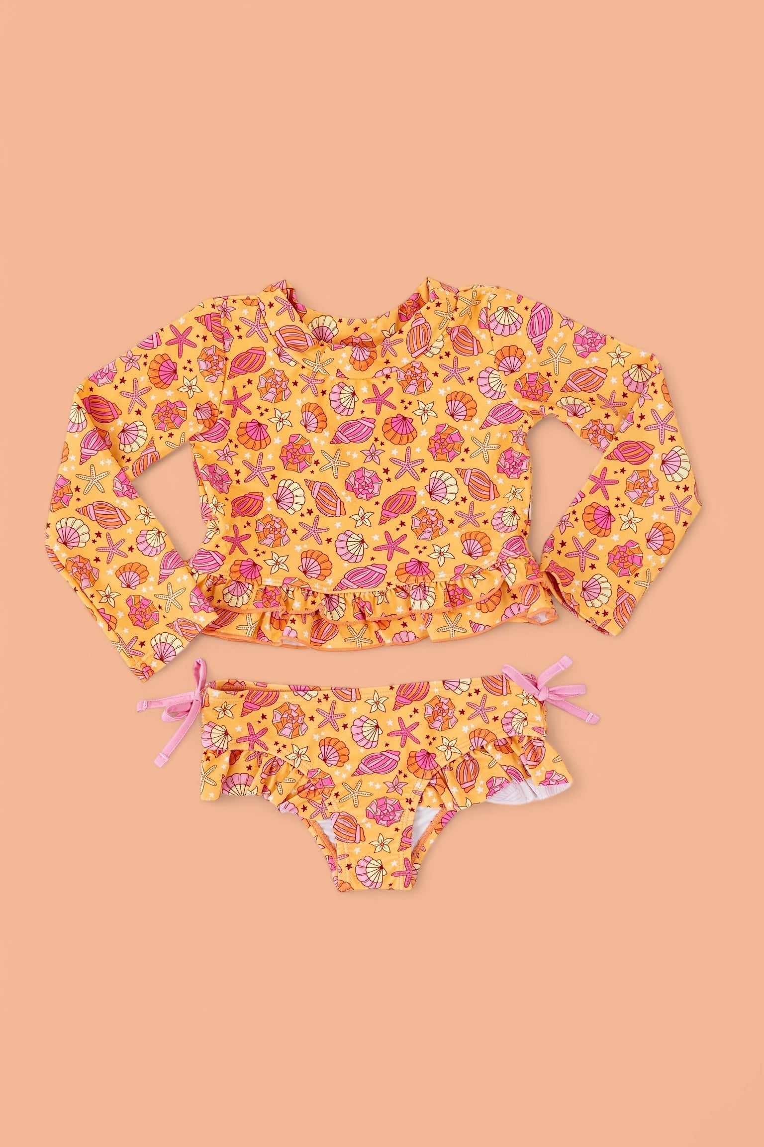 SHELLO SUMMER DREAM TWO-PIECE RASH GUARD RUFFLE SWIM SUIT