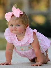 Pink Smocked Church Christ Bishop Christening Romper