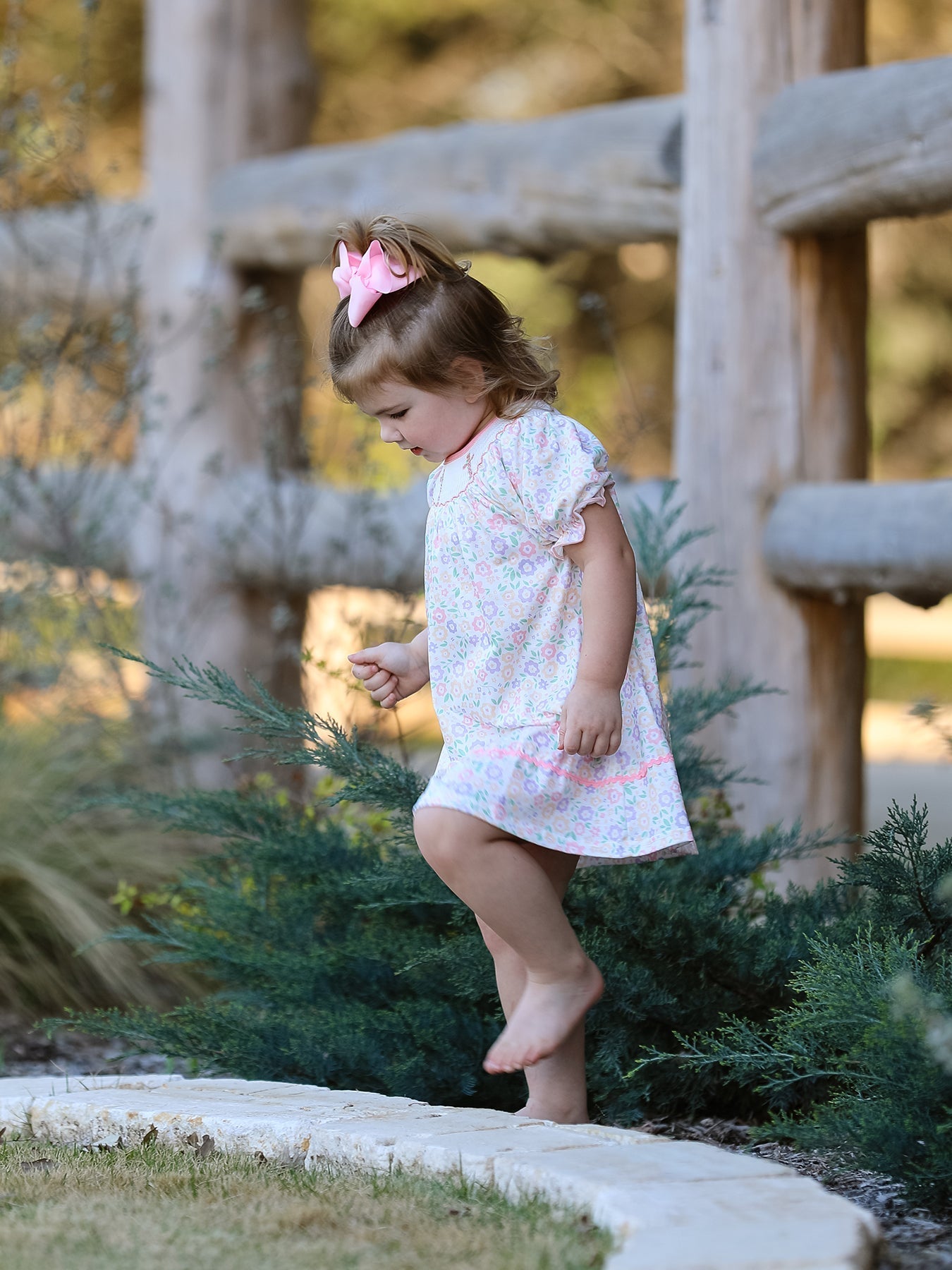 Spring Summer Cross Smocking Embroidery Colorful Dress