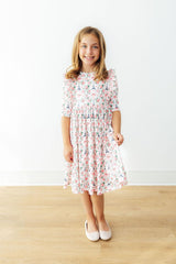 Mila in Paris 3/4 Sleeve Ruffle Twirl Dress