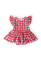 Nebraska Plaid Herbie Husker Flutter Twirl Bodysuit