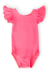 Neon Pink S/S Flutter Sleeve Leotard