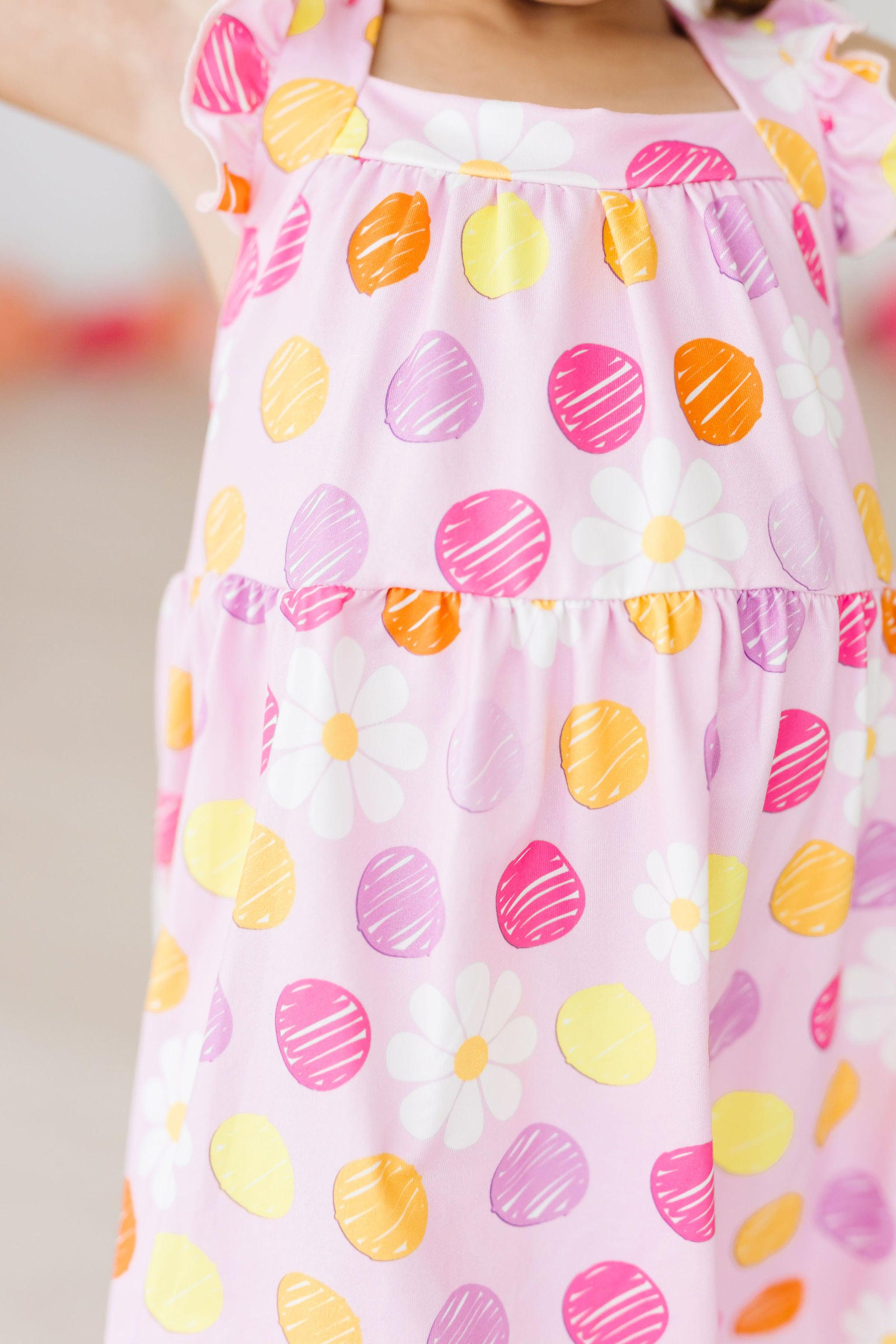 SALE Daisy Doodles Ruffle Cross Back Dress