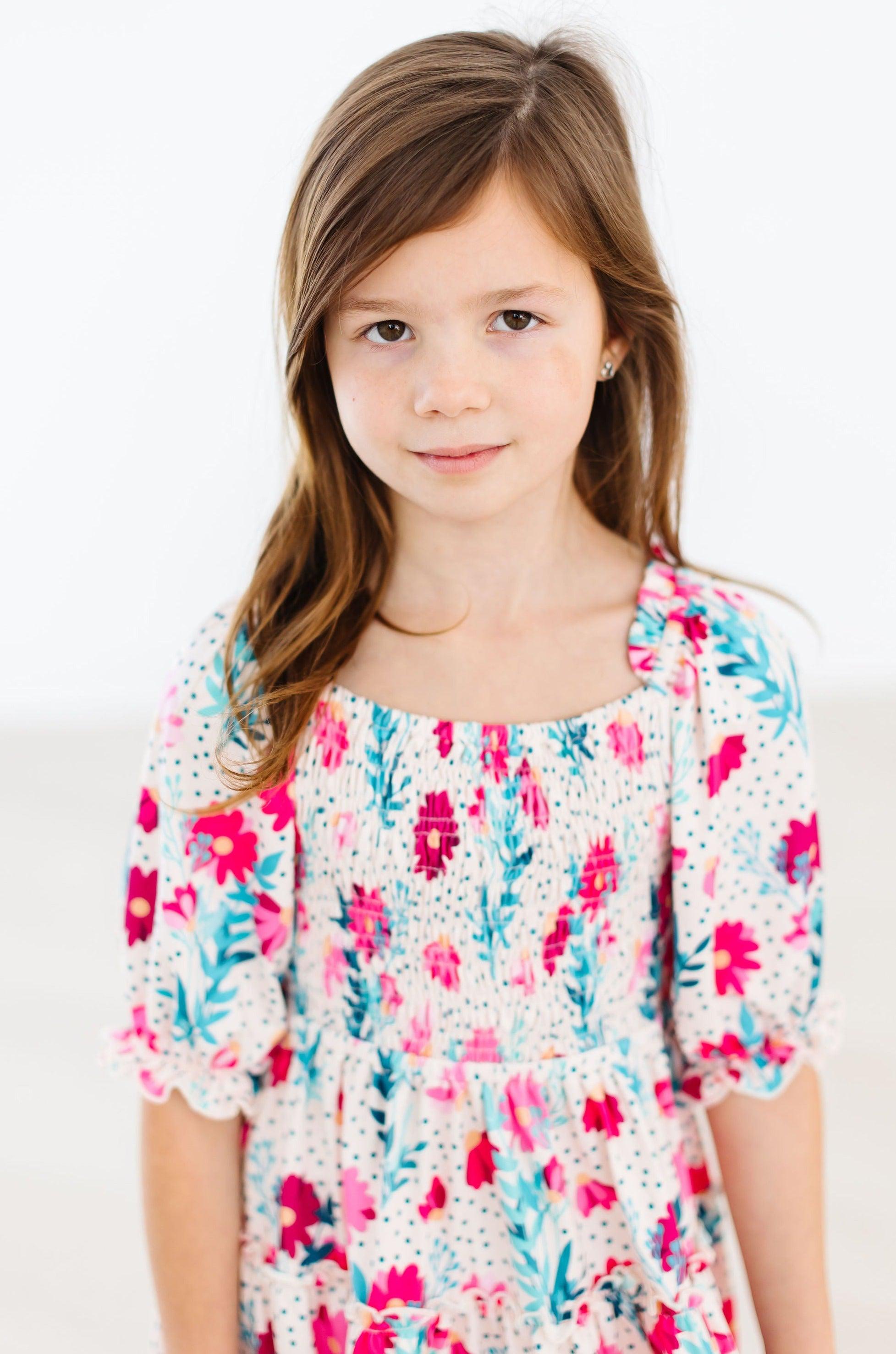 SALE Dots & Daisies Smocked Ruffle Dress