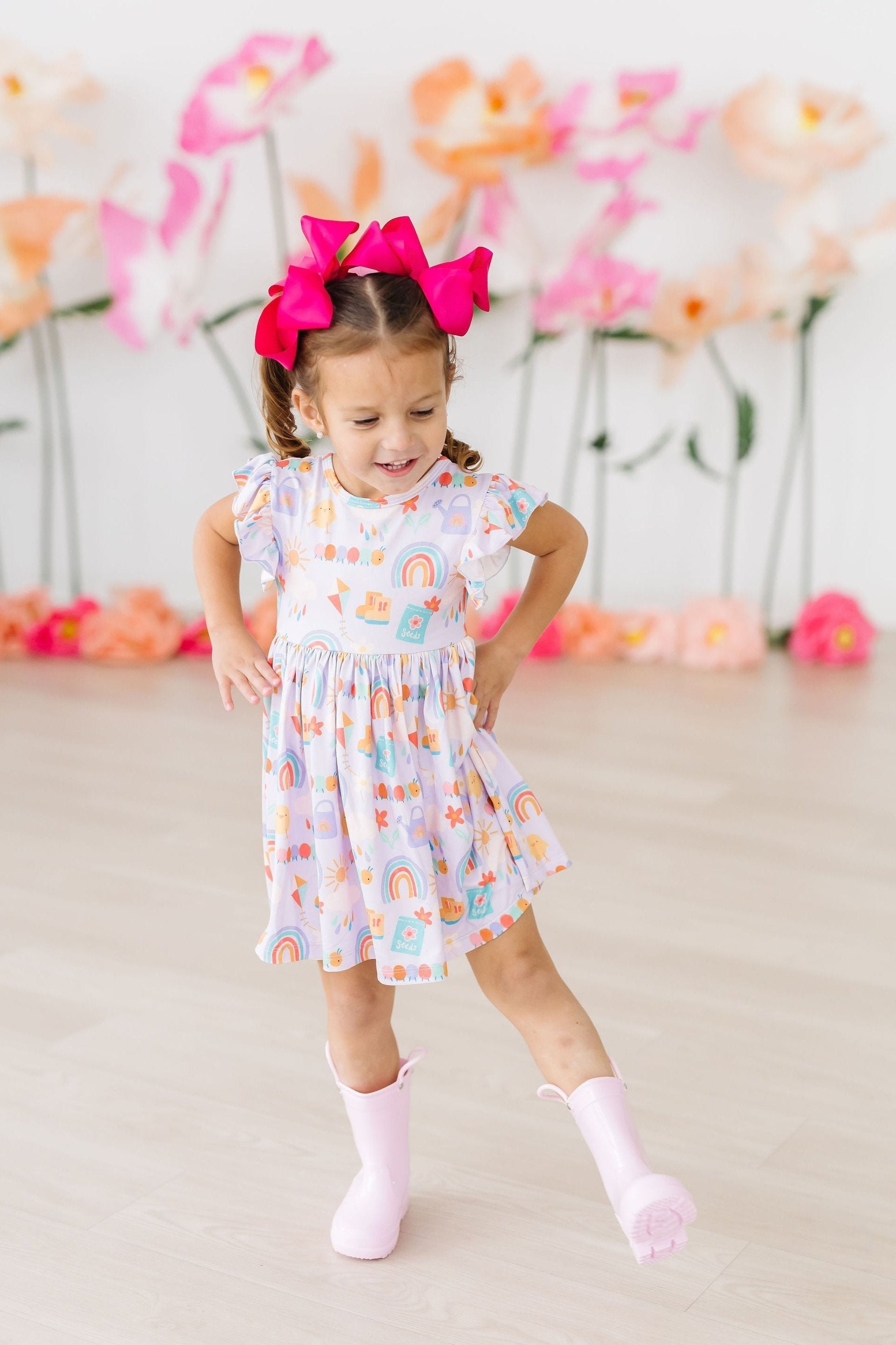 SALE Rainy Day Flutter Sleeve Twirl Dress