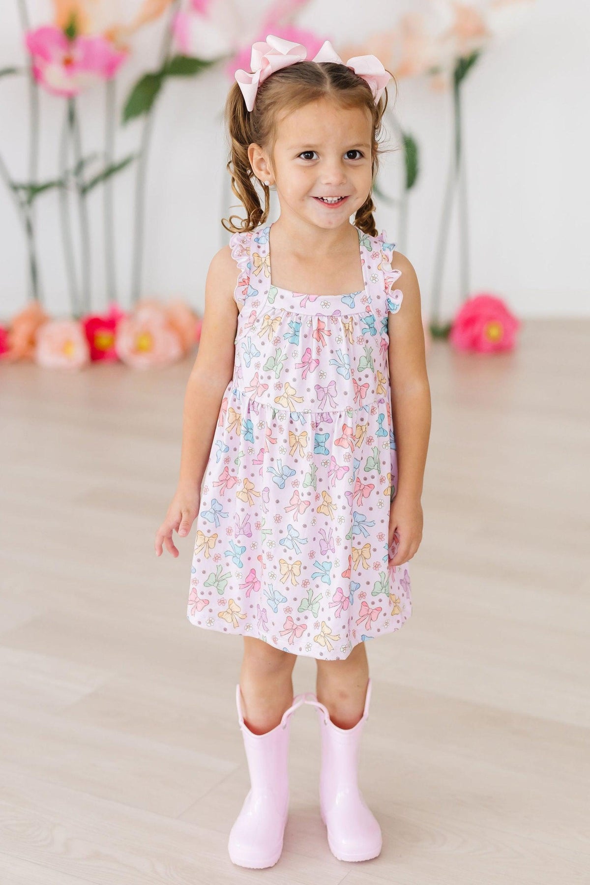 SALE Springtime Bows Ruffle Cross Back Dress