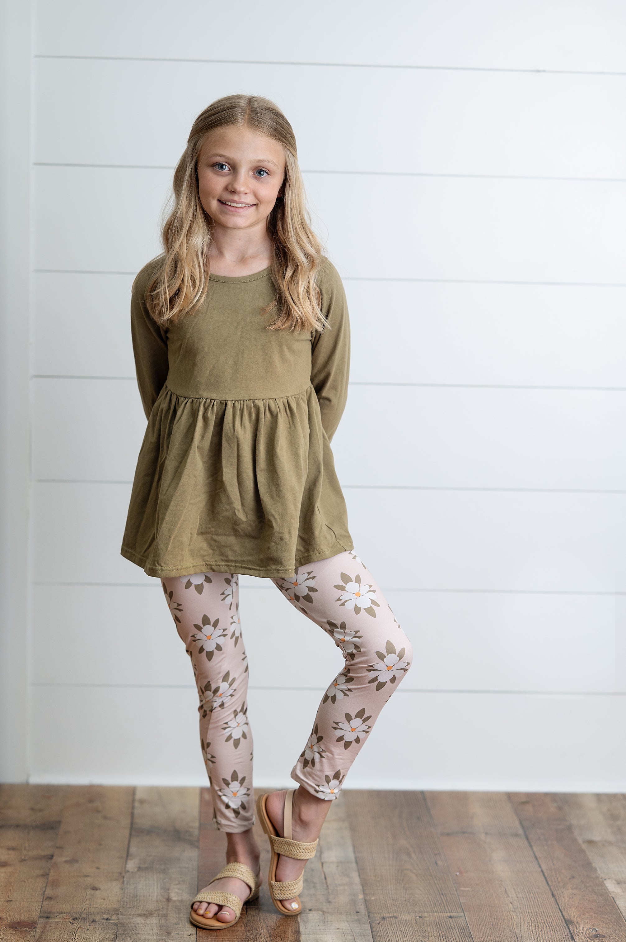 Sage Green 3 Ruffles Shirt Set