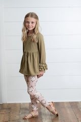 Sage Green 3 Ruffles Shirt Set