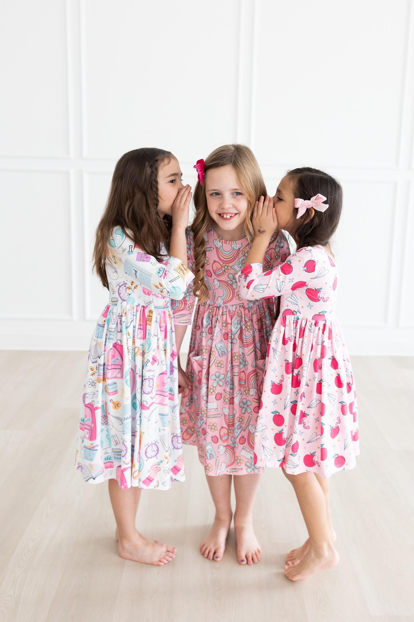 School is Cool 3/4 Sleeve Pocket Twirl Dress