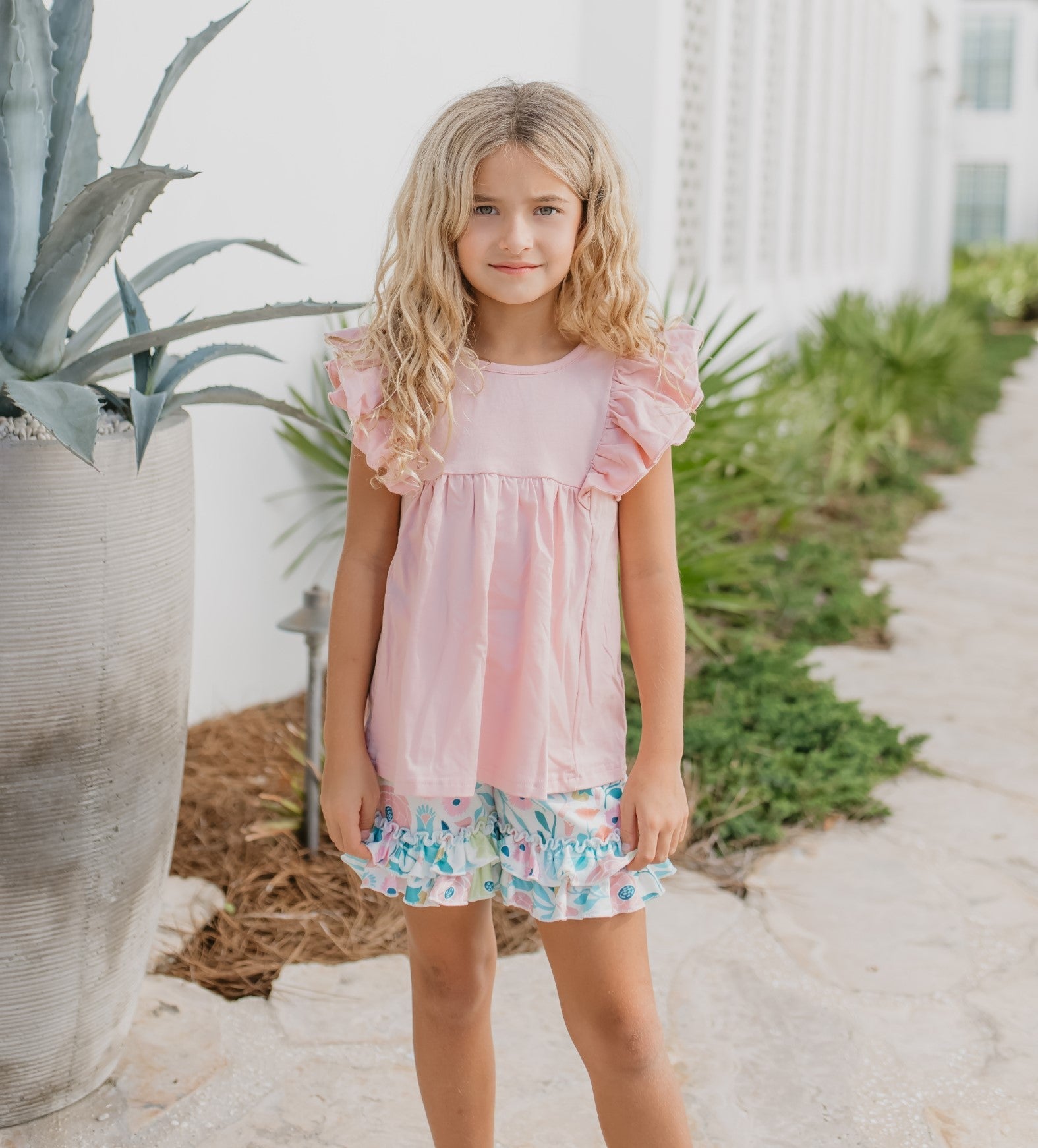 Blush Pastel Floral Short Set