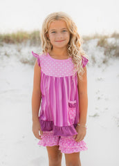 Purple Dot Short Set