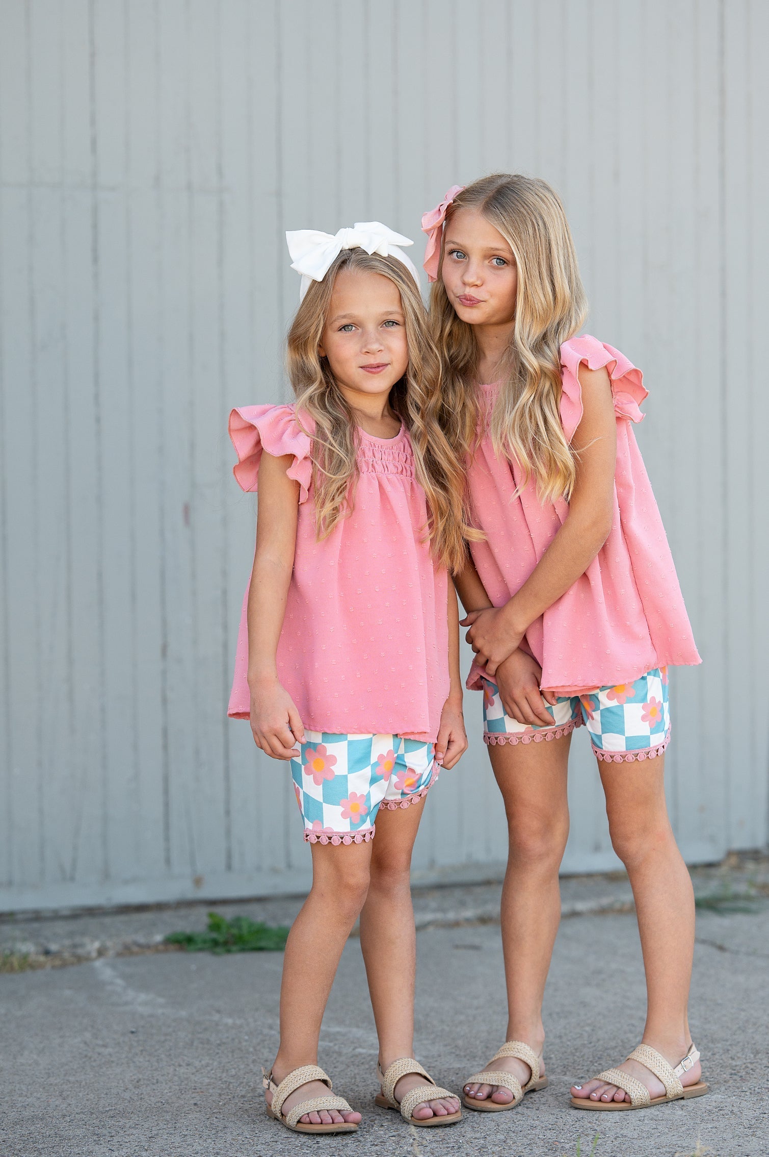 Teal Check Wave Short Set