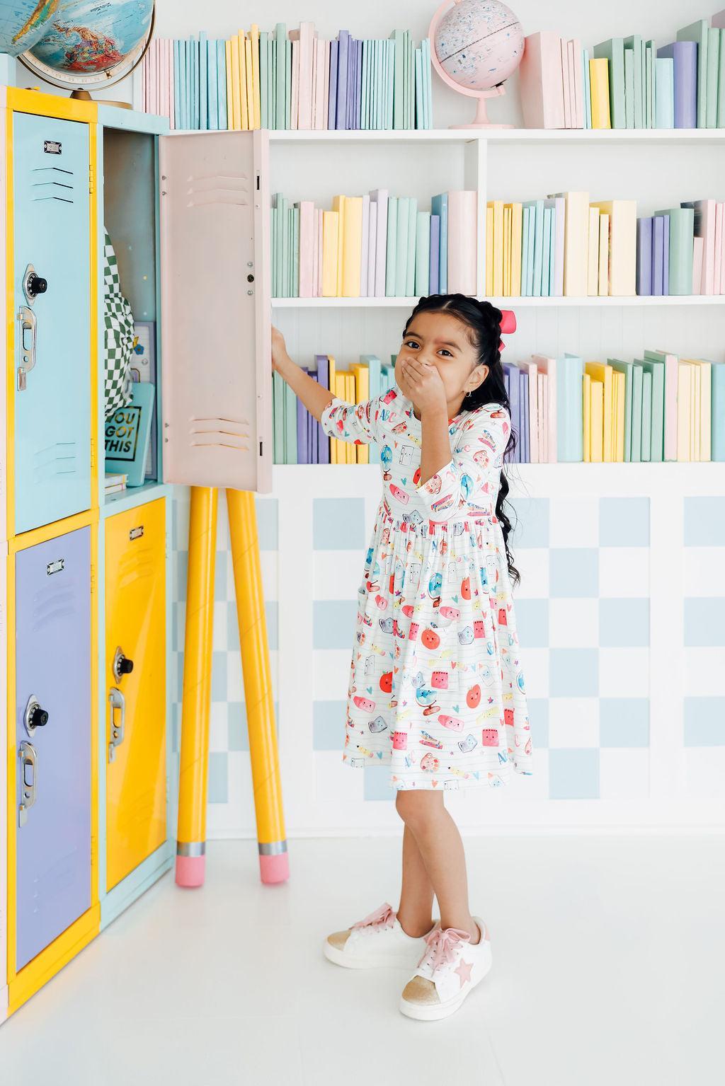 Smarty Pants 3/4 Sleeve Pocket Twirl Dress
