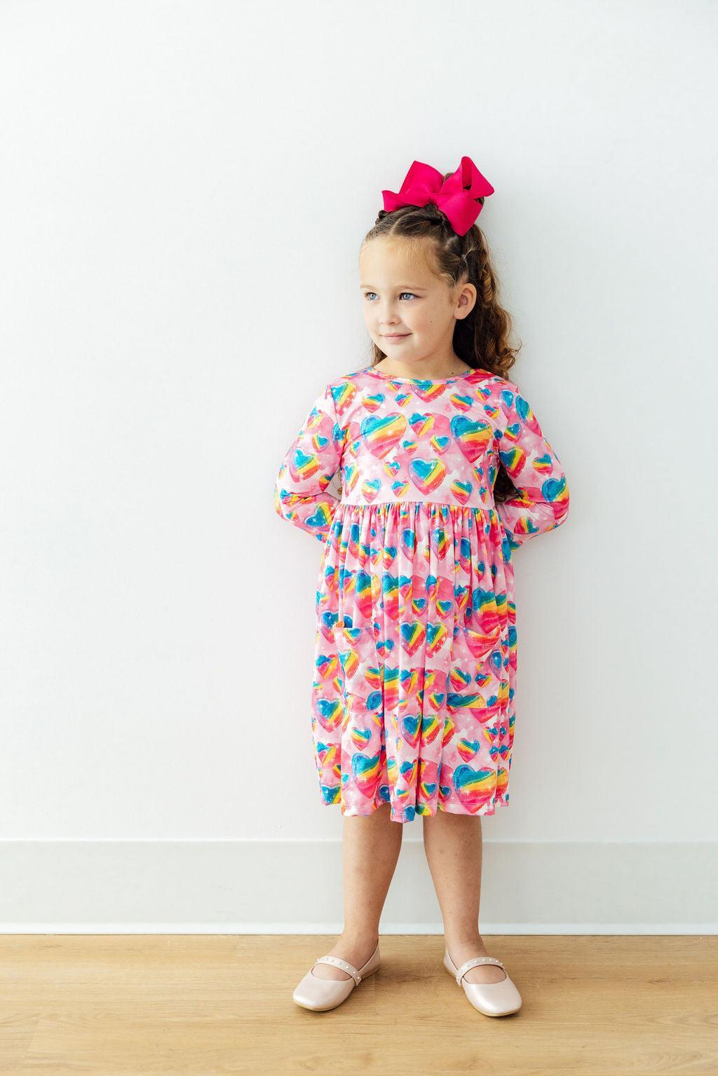 Sugar & Spice 3/4 Sleeve Pocket Twirl Dress