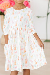 Sunny Bunnies 3/4 Sleeve Pocket Twirl Dress