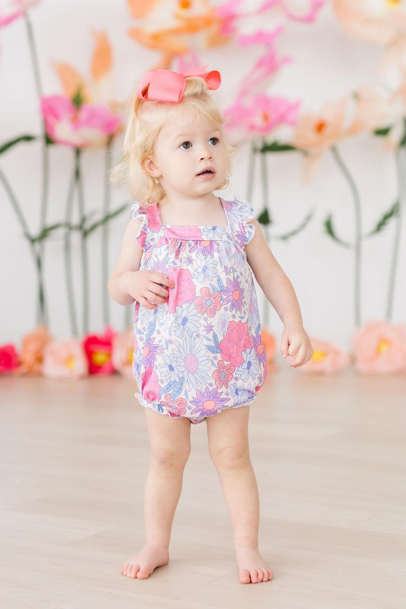 Sweet Springtime Ruffle Cross Back Romper