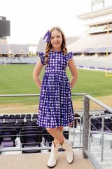 TCU Plaid Frog Flutter Twirl Dress