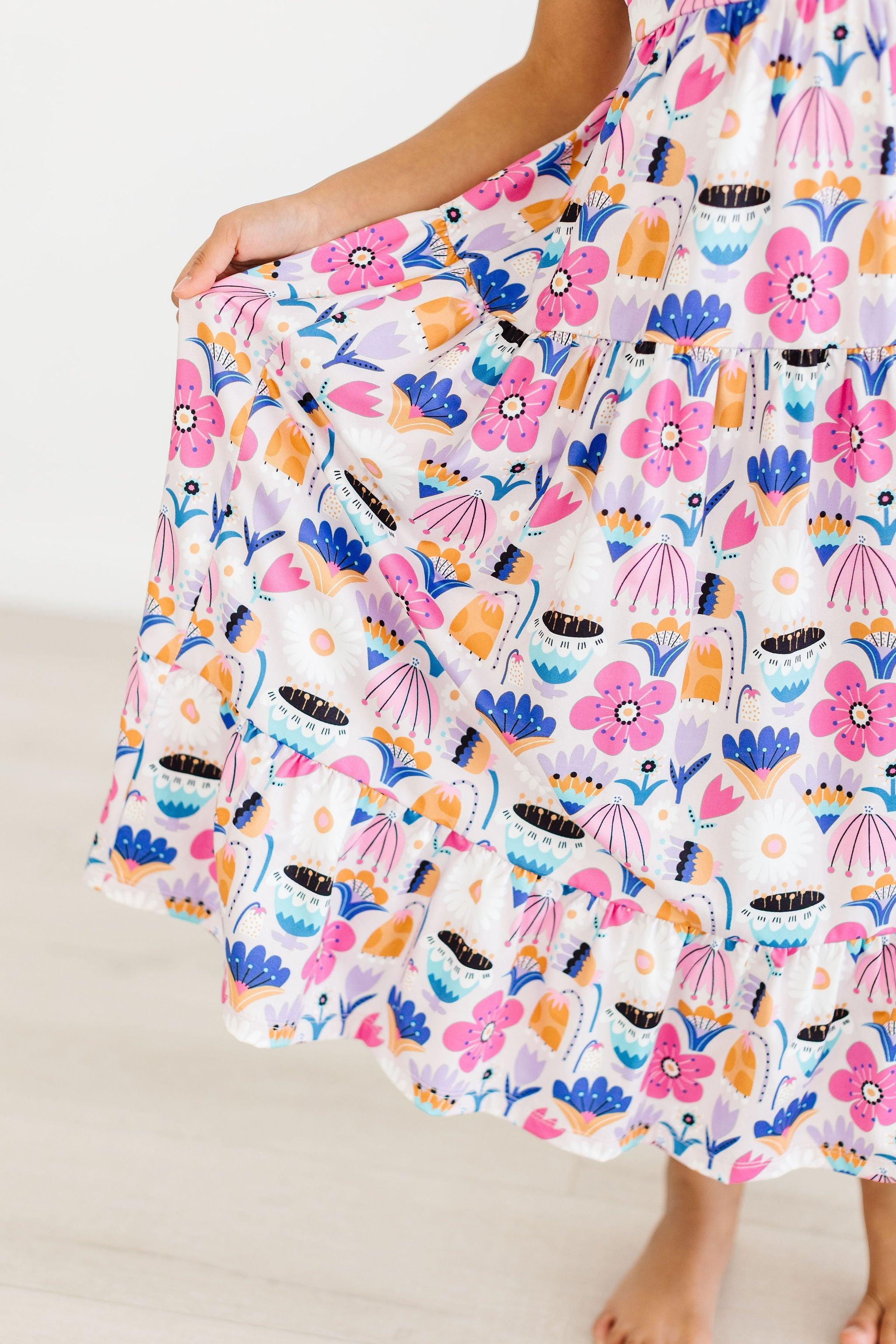 SALE Tulip Blooms Ruffle Maxi Dress