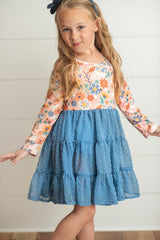 Tulle Teal Floral Dress