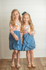 Tulle Teal Floral Dress