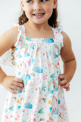 Unicorn Kisses Ruffle Cross Back Dress
