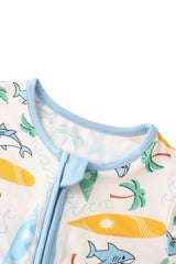 Posh TOT Surf's Up Bamboo Baby Convertible Zippy Romper