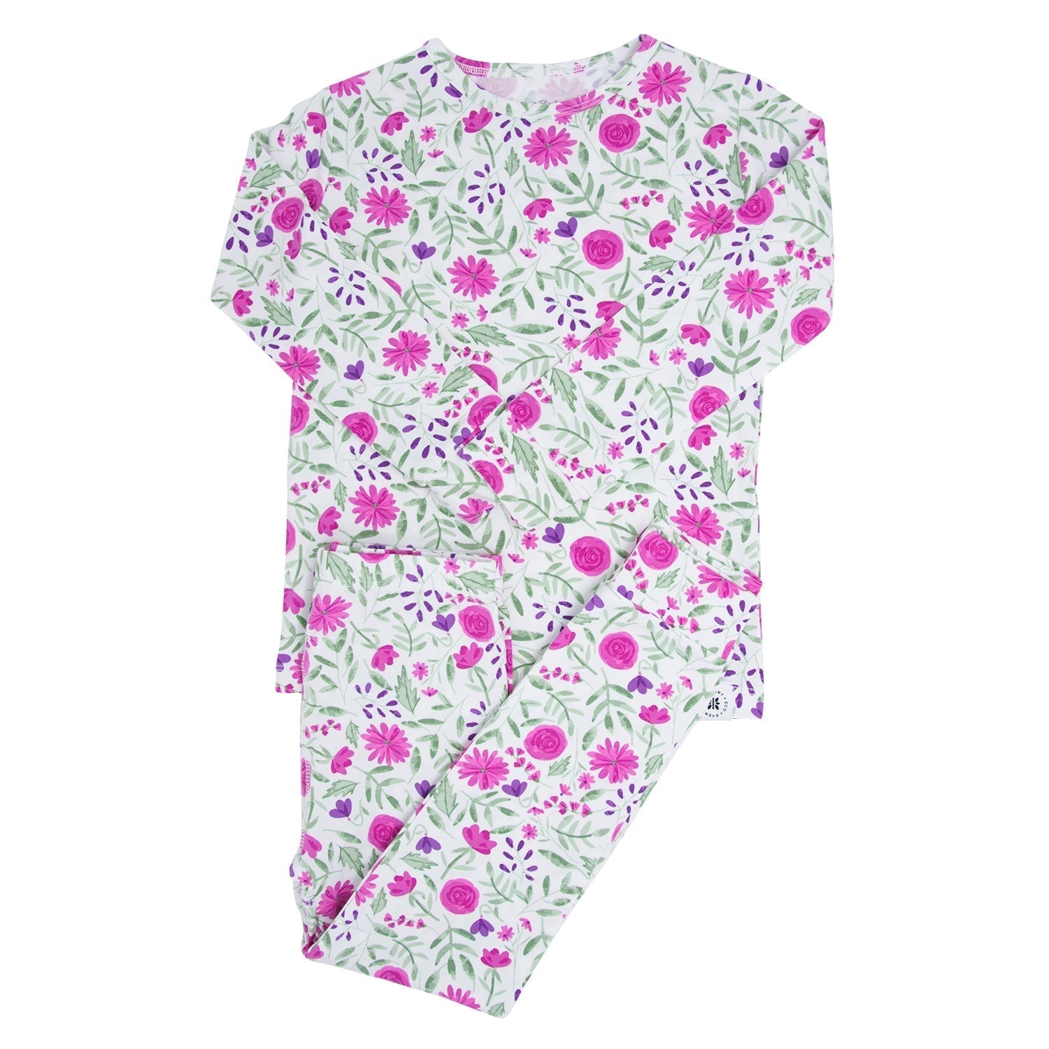 Sweet Purple Flowers Big Kid Pajama Set
