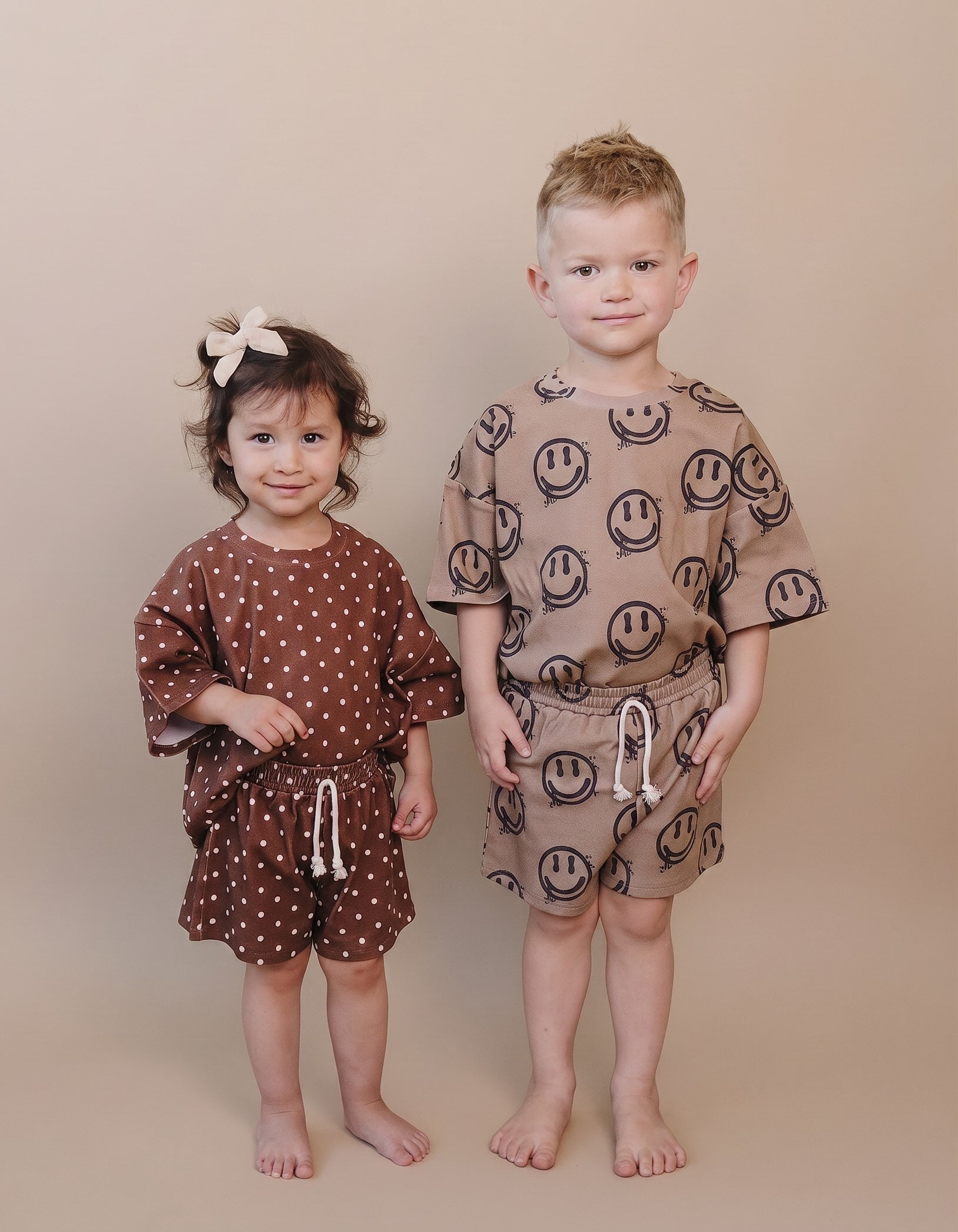 Shorts Set | Brown Polka Dots